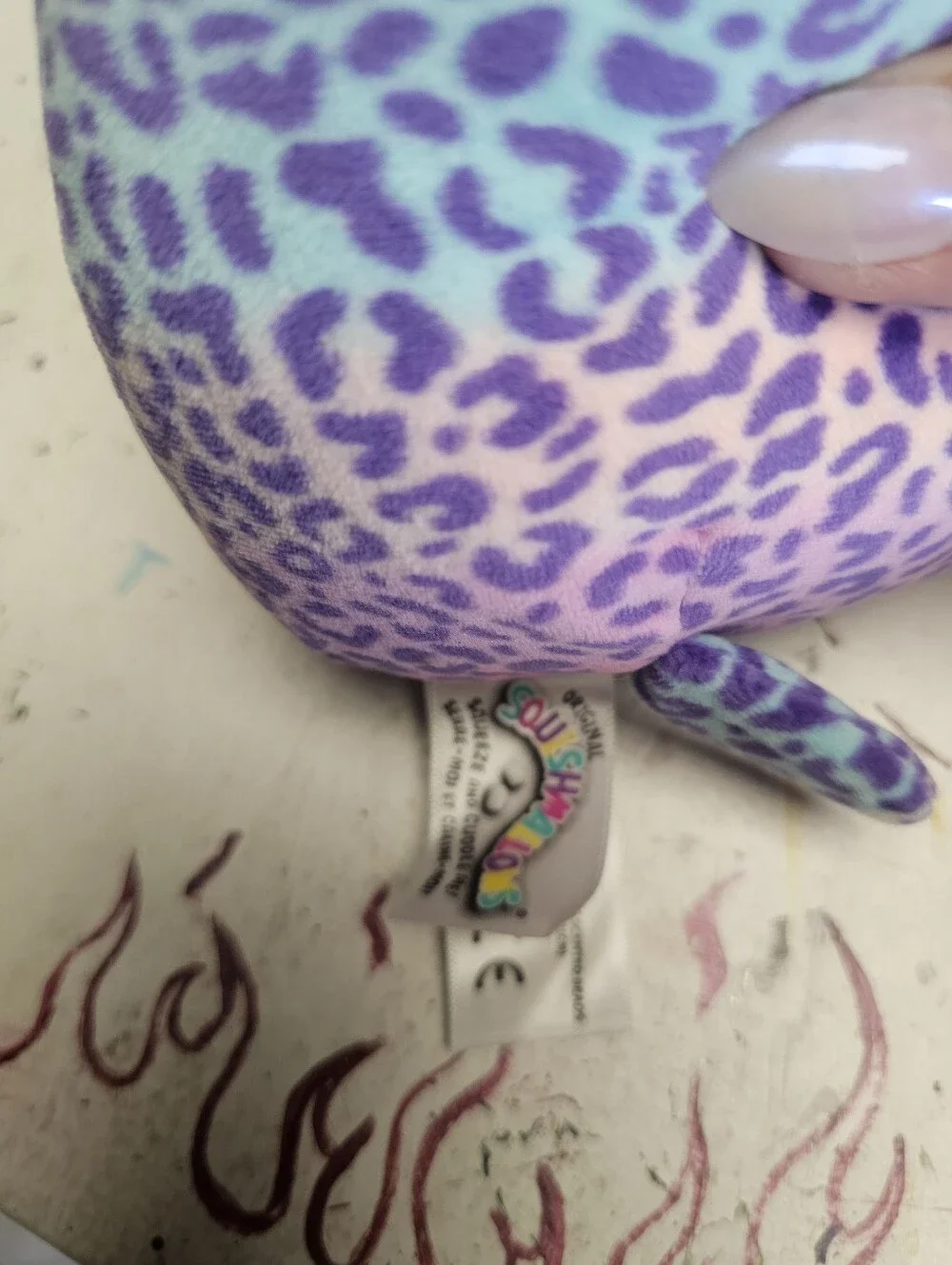 Colorful Leopard-Print Plush Cat with Iridescent Sequin Belly Squishmallow